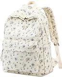 BTOOP School Backpack for Teens Large Corduroy Bookbag Lightweight Girls Boys Casual High School College 17 inch Laptop Travel Bag (Grace Purple Flower)