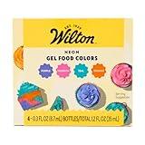 Wilton Neon Food Coloring Gel Icing Color Set, Vibrant Gel-Based Cake & Cookie Decorating Colors, Magenta, Orange, Teal & Purple, 4-count