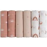 GLLQUEN BABY Receiving Blanket Boy Cotton Muslin Swaddle Blankets Girl Newborn Squares Breathable & Soft Thin Baby Blankets Cloths Double Absorbent Infant Swaddling Wrap - 6 Pack (Sun)