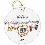 Custom Architect Ornament, Personalized Best Architect Xmas 2025 Ornaments, Gift for Engineer Architectural Draftsman Construction Engineering, Architect Tools Hanging on String Light Ornament