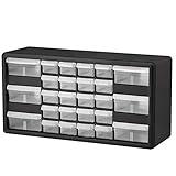Akro-Mils 10726 26-Drawer Plastic Drawer Storage Cabinet for Garage Organization, Bead Organizer, Lego Storage, Teacher Toolbox, Makeup Organizer, and More, 20-Inch W x 6-Inch D x 10-Inch H, Black