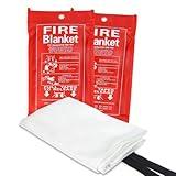 Emergency Fire Blanket 2 Pack - 40” x 40” Fireproof Fiberglass Safety Blanket for Home, Kitchen, Camping, and Office - Fire Extinguishing, Flame Retardant, Fire Prevention Cloth, Fire Out Blankets