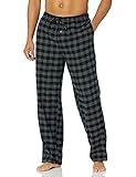 Amazon Essentials Men's Breathable Flannel Pajama Pant (Available in Big & Tall), Black Grey Buffalo Plaid, Large