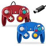 FIOTOK Gamecube Controller, Classic Wired Controller for Wii Nintendo Gamecube (Blue & Red-2Pack)