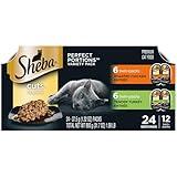 Sheba Perfect Portions Wet Cat Food Cuts in Gravy Variety Pack, Roasted Chicken Entree and Tender Turkey Entree, 2.6 oz. Twin-Pack Trays (12 Count, 24 Servings)