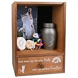 Favonuovy Pet Memorial Shadow Box Keepsake 9.25x13 Cat Memorial Gifts for Loss of Cat Death Sympathy and Remembrance Gift Large Pet Picture Frame Display Case with Deep Rainbow Bridge Drawer