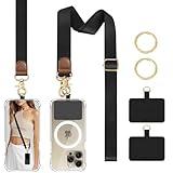 TiMOVO Phone Lanyard Crossbody Wrist Strap, Adjustable Anti-Theft Phone Strap for All Phone Case, Universal Cell Phone Neck lanyard for Women and Men, Black