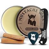 Striking Viking Mustache Wax & Comb Kit - 2 Oz, Medium/Strong Hold, Sandalwood Scent, 1 Pocket Comb - Mustache Grooming Kit for Men - Moisturize, Tame & Style - Non-Greasy, with Beeswax