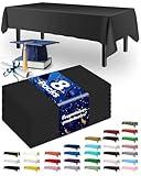 Pureegg Plastic Table Cloth Disposable 8 Pack, 54 x 108 Inch Table Cloths, Graduation Decorations Class of 2025, Graduation Party Tablecloths, Rectangle, Plastic Cover, Leakproof & Sturdy, Black