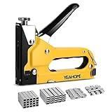 Upholstery Staple Gun Heavy Duty, YEAHOME 4-in-1 Stapler Gun with 4000 Staples, Manual Brad Nailer Power Adjustment Stapler Gun for Wood, Crafts, Carpentry, Decoration DIY