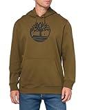 Timberland Men's Tree Logo Hoodie Sweatshirt, Dark Olive, X-Small