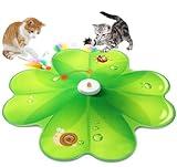 FEELNEEDY Interactive Cat Toy, Rechargeable Hide and Seek Cat Toys, Movable LED Red Dot, Moving Concealed Feathers, Exercise Toys for Indoor Cats, Bored Adult Cats Wand Toy