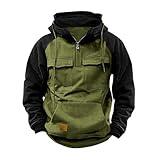 SHAOBGE Clearance Todays Daily Deals Men'S Tactical Sweatshirt Quarter Zip Cargo Hoodies Pullover Workout Gym Sports Running Outdoor Winter Warm Jacket Green X-La
