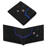 Wallet for Game Player Game Controller Wallets For Kids, Man, Teen Bifold Wallet Multiple Card Slots and Coin Pocket Gamepad Silicone And PU Leather Surface Video Game Wallet in Black