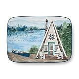 Wake at the Lake 14x10-Inch Rectangular Platter, Lakeside-Inspired Design with Picturesque Artwork, Durable Stoneware, Dishwasher & Microwave Safe, Perfect for Appetizers & Main Courses