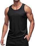 MAGCOMSEN Mens Gym Tank Tops Sun Shirt Quick Dry Summer Bodybuilding Workout Sleeveless Shirt Black X-Large