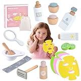 Ehome Wooden Makeup Toy Set for Toddler Pretend Play Skin Care Beauty Salon Set Wood Learning Toys, Play Spa Set with Face Mask Christmas Birthday Gifts for 3-8 Years Old, White