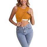 Log in Deals on Prime+Today influencers Picks Womens Clothes 2025 Tank top with Built in Bra for Women Racerback Workout Undershirt Cotton Camisole Workout Sports Padded Cami 2025 Yellow S