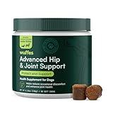 Wuffes Advanced Dog Hip and Joint Supplement with Glucosamine, Chondroitin, Omega 3, MSM, and Green Lipped Mussel, 60 Pork Flavored Chews for Small and Medium Dog Breeds