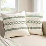 MIULEE Set of 2 Sage Green Boho Decorative Pillow Covers 18x18 Inch Farmhouse Rustic Couch Throw Pillows Modern Summer Cotton Cushion Covers Retro Cute Macrame Woven Home Decor for Bed Sofa Chair