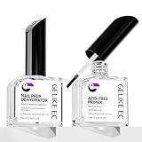 Nail Repair Prep Dehydrator and Primer Kit - Gelike EC Acid-Free Fast Air Dry for Bond Acrylic Gel Tips - Safe Healthy Foundation for Weak Thin Nails - Long Lasting for Professional Salon Manicure