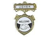 Church Badges - Pin-backed Church Leadership Badge - Safety Pin-backed Badges Reusable For Church Gatherings - Welcome Badge for Usher - Shield Brass