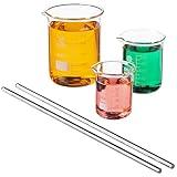 Glass Beakers Set - Science, Chemistry Classroom Supplies - Borosilicate Glass - Education, Research Equipment for Industrial and Academic Labs (50-250mL, 3-Pack)