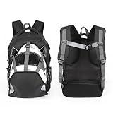 WRTZ Lightweight Motorcycle Helmet Backpack - Water-Resistant & Lightweight with Helmet Holder Shoulder Padding & Handle Elasticized Pocket Adjustable Chin Strap Anti-theft Pocket Luggage Strap