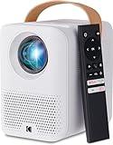 KODAK FLIK HD9 Smart Projector | Mini White Portable Indoor & Outdoor Movie with Android TV Streaming Apps, Wi-Fi and Bluetooth, Built-In Speakers & Voice Remote | FHD 1080p for Screens Up to 120”