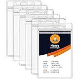 6 Pack ID Badge Holder - Vertical Badge Holder, 2.25" x 3.5" Clear Cards Holders for Lanyard, Plastic Sealable Waterproof, Name Tag Holder for Nurses, Office, and School