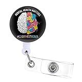 Badge Reels Retractable ID Clip Holder Mental - Mental Health Matters Psychology Neurology Nurse Name Tag Card Badge Brain Nursing Doctor Medical Work Office Alligator Clip ZJK275