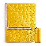 UNIKOME Lightweight Travel Blanket, Waterproof Warm Puffy Down Alternative Camping Blanket with Corner Loops, 75'52', Yellow