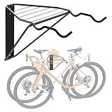 WALMANN Wall Mounted Horizontal Bike Rack, Foldable Space Saving Bicycle Storage Solution for 2 Bikes, Indoor Bike Equipment Storage for Garage
