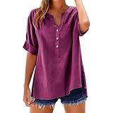 Prime The Day Deals Today 2025 Clearance Cotton Womens Shirts And Blouses Blusas De Lino Para Mujer Lightweight Button Up Shirt Women Linen Tops Women Ladies Linen Tops 100 Cotton Blouse Wine 5X-Large