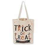 ATFUNSHOP 13.8" Large Halloween Tote Bag Trick or Treat Canvas Reusable Large Bucket for Kids