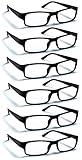 Boost Eyewear 6 Pack Reading Glasses, Traditional Black Frames, for Men and Women, with Comfort Spring Loaded Hinges, Black, 6 Pairs (+2.50)