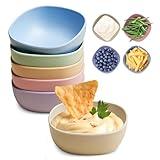 Hlukana 6 Pack Wheat Straw Soy Sauce Dishes, 4.5 OZ Small Dessert Bowls, Unbreakable Dipping Bowl, Pinch Bowls Set, Dipping Sauce Cups, Mini Prep Bowls, Dip Bowls for Side Dish, Ketchup, Soy, BBQ