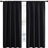 NICETOWN Halloween Black Blackout Curtain Blinds - Solid Thermal Insulated Window Treatment Blackout Drapes/Draperies for Bedroom (2 Panels, 42 inches Wide by 63 inches Long, Black)