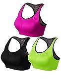 Match Racerback Sports Bras for Women – Padded Seamless Strappy Workout Tops for Yoga Gym Runing Fitness Sports Bras (1 Pack of 3(Black-Green-Plum), 3X-Large)