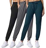 Real Essentials Women's Lounge Jogger Soft Teen Sleepwear Pajamas Loungewear Yoga Pant Active Athletic Track Running Workout Casual wear Ladies Yoga Sweatpants Pockets, Set 9, L, Pack of 3