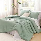 Litanika Comforter Full Size Set Sage Green, 3 Pieces Lightweight Bed Set, Solid Bedding Comforters Sets, Soft All Season Down Alternative Quilt Blanket