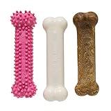 Nylabone Puppy Chew Toys & Natural Treat Triple Pack, Pink, Chicken & Bacon Flavor, Small - Up to 25 Ibs, 3 Pack