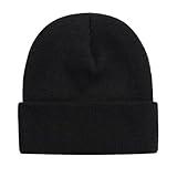 ZOORON Beanie for Women Men Winter Hats Unisex Cuffed Plain Skull Knit Hat Soft Warm Fisherman Beanies Black