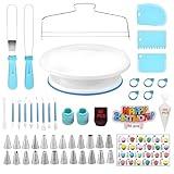 YOQXHY 248 Pcs Cake Decorating Kit with Cake Turntable,Cake Leveler,24 Numbered Icing Piping Tips,2 Spatulas,3 Comb Scrapers,2 Couplers,5 Bag Ties,100 Pastry Bags,50 Cupcake Liners,50 Cake Flags