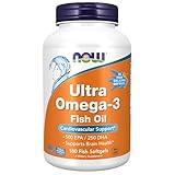 NOW Foods Supplements, Ultra Omega-3, 500 EPA and 250 DHA, Cardiovascular Support*, 180-Fish Gelatin Softgels