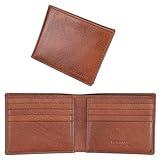 BOTANNER Mens Slim Genuine Leather Bifold Wallet | RFID Blocking, 8 Credit Card Slots, 2 Sections for Bills & 2 Additional Slots | Gift for Him - COFFEE BROWN