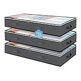 Cupic Cupid Under Bed Storage Containers, 3 Pack Underbed Storage Bins, Large Closet Organizer for Clothes, Blankets, Sweater