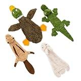 Best Pet Supplies 2-in-1 Stuffless Squeaky Dog Toys with Soft, Durable Fabric for Small, Medium, and Large Pets, No Stuffing for Indoor Play, Supports Active Biting and Play - 4 Figures, Small