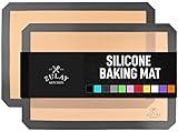 Zulay Kitchen 16.5"x11.6" 2-Pack Silicone Baking Mat - Reusable Nonstick Baking Sheet - Dark Gray