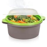 PrepSolutions Mini Microwave Steamer, Gray – Fast and Easy Vegetable & Food Steaming